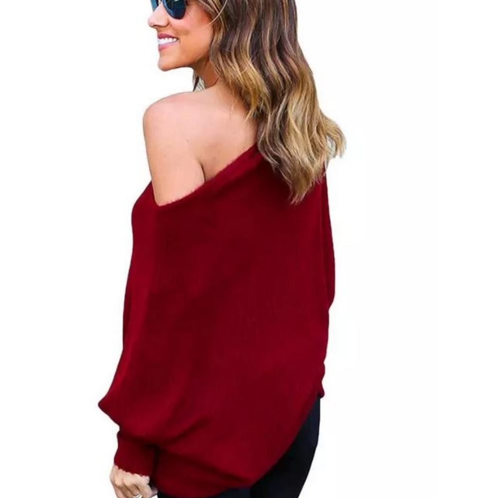 LAST ONE! Batwing Off Shoulder Lightweight Sweater - Picture 3 of 8
